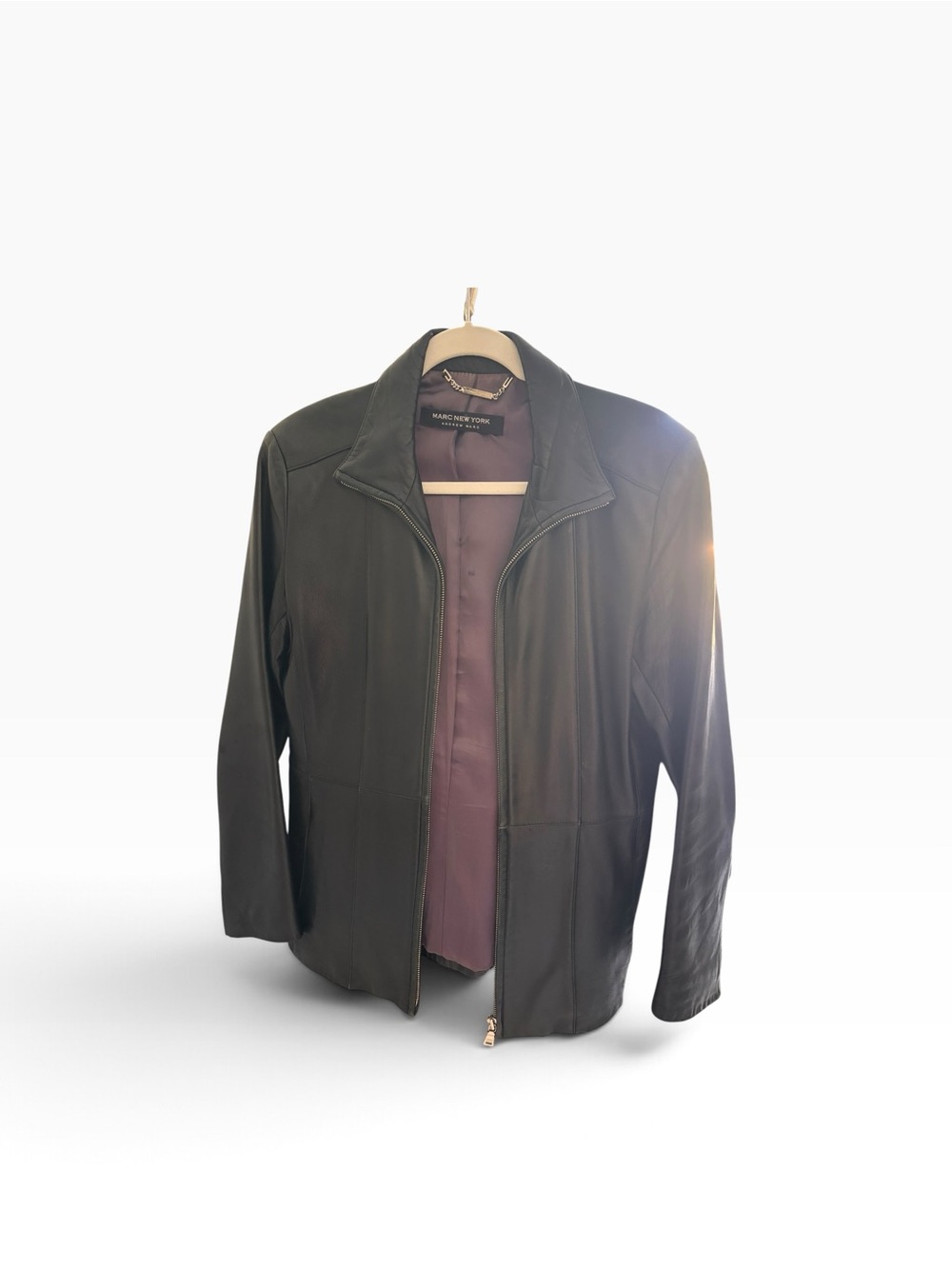 Marc New York Women’s Black Leather Zip Jacket Size S